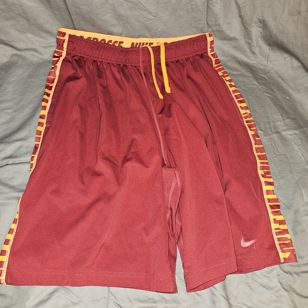 Nike Maroon and Orange Lacrosse Shorts